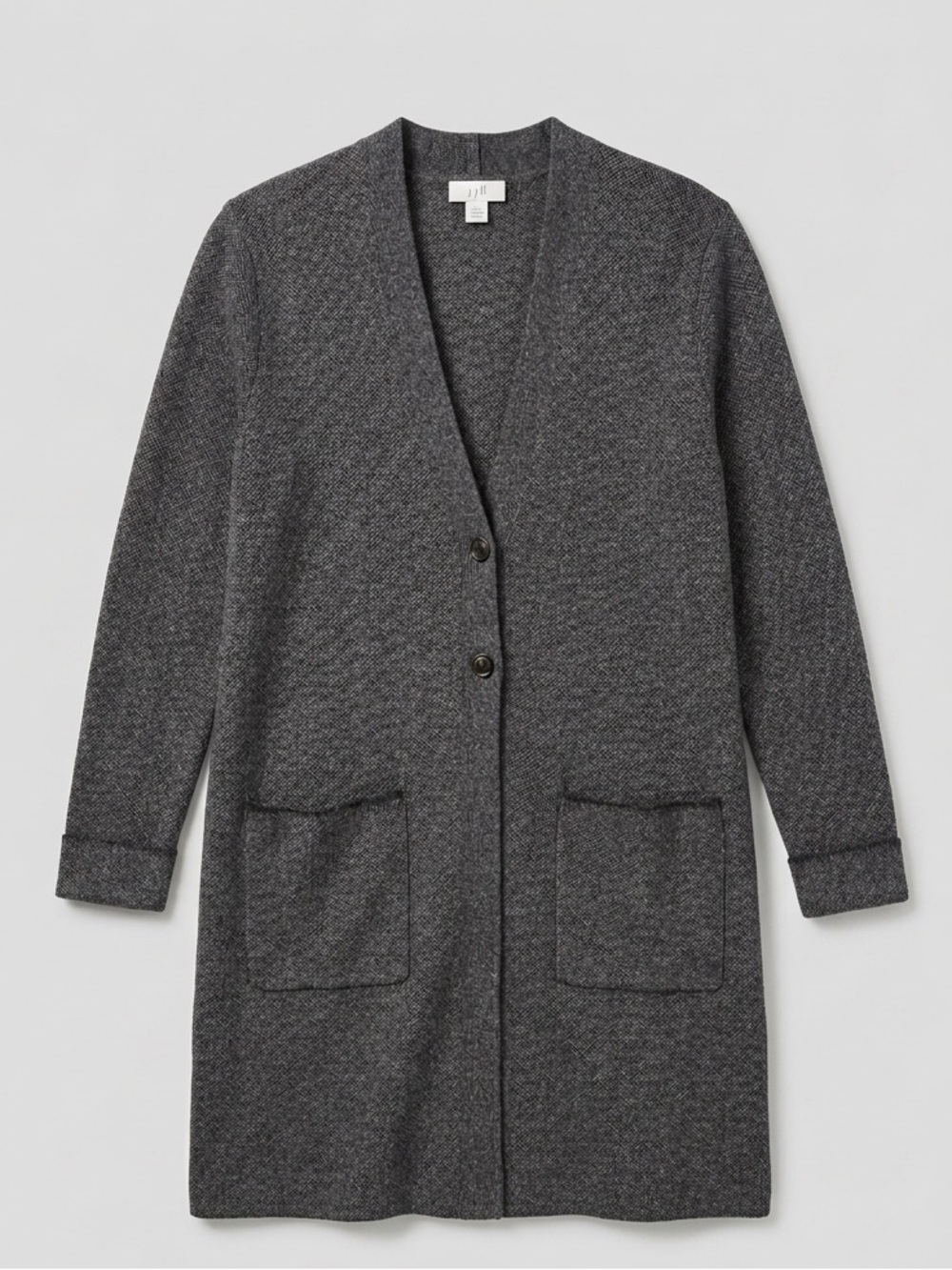 J. Jill Long Knit Cardigan Duster Sweater - Charcoal Gray - Size SM Petite